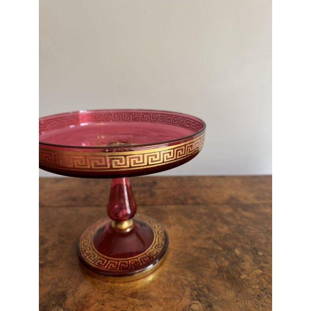 Antique Ruby Glass Gilded Tazza, 1860s For Sale - Image 4 of 6
