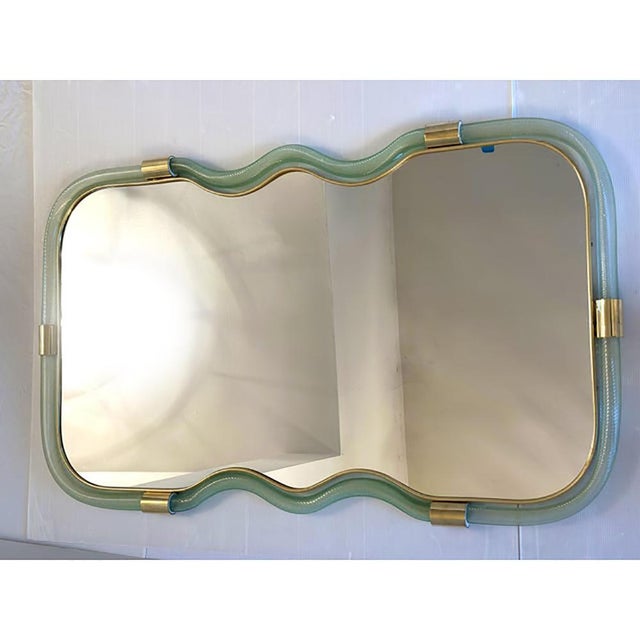 Horizzontal Wave Mirror in Green and Gold Torchon by Simoeng For Sale - Image 4 of 10