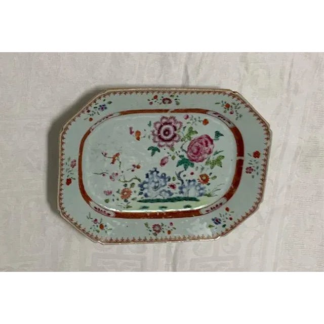 Chinese 18th Century Chinese Qing Period Famille Rose Rectangular Cut-Corner Enameled Porcelain Platter For Sale - Image 3 of 11