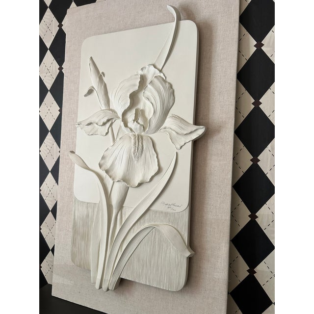 White Iris Relief Signed Limited Edition, Large 36 Inch, Botanical Wall Art For Sale - Image 12 of 14