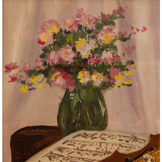 20th Century School, Violin Still Life, Oil on Canvas For Sale - Image 4 of 8