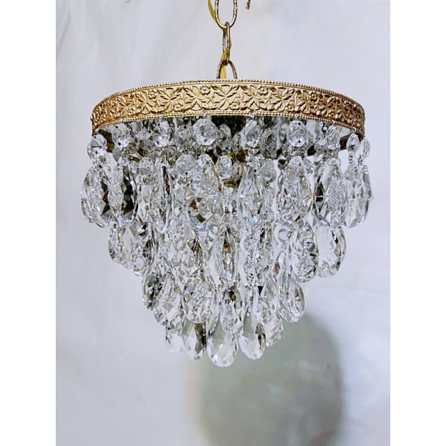 Bring romance and old-world texture to your interior with this exquisite vintage mid-century tiered crystal basket...