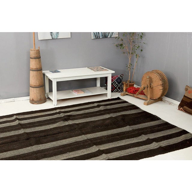 Mid 20th Century Brown & Gray Vintage Kilim Rug For Sale In Los Angeles - Image 6 of 7
