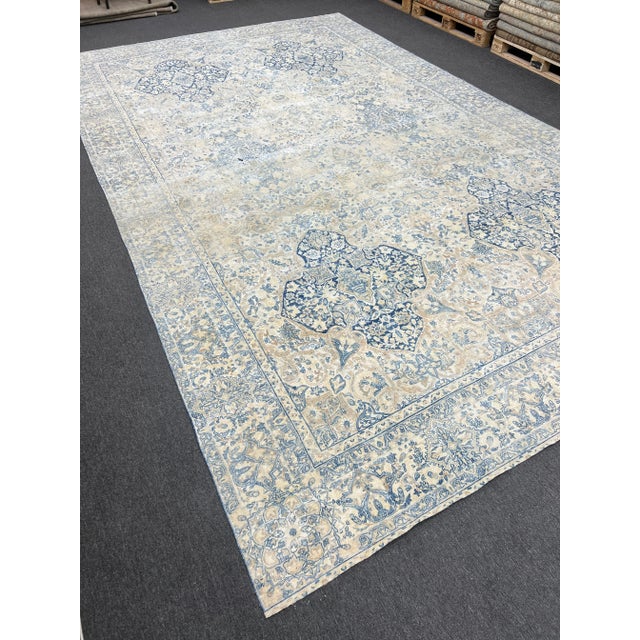 Tribal 1930s Oversized Persian Vintage Hand-Knotted Kerman Area Rug For Sale - Image 3 of 7