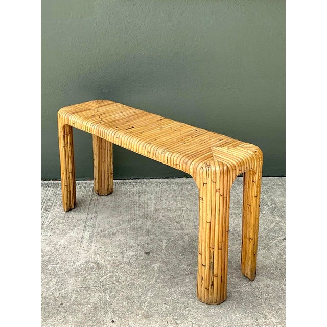Vintage Rattan Waterfall Console Table For Sale - Image 9 of 12
