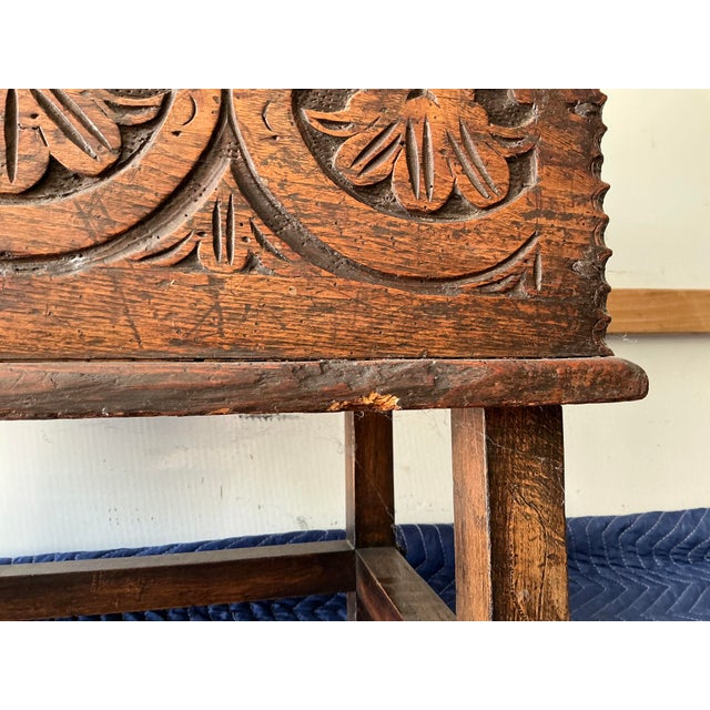 Wood Ornate European Antique Carved Wooden Trunk on Stand For Sale - Image 7 of 9