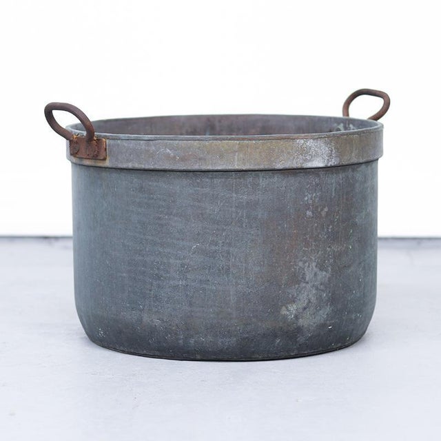 Large Weathered Patinated Copper Planter Kettle For Sale - Image 10 of 10
