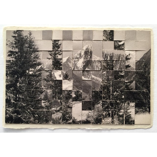 Chamonix -Le Mont Blanc - Unique Hand Cut and Woven Vintage Photo Postcards, Framed For Sale - Image 4 of 5