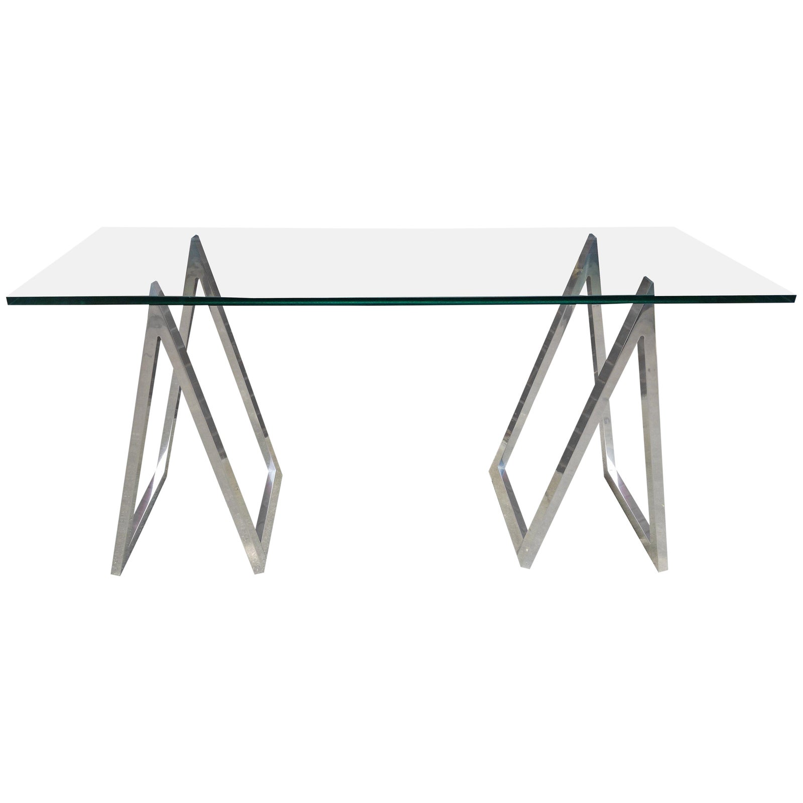 Custom narrow sawhorse Chrome Sawhorse Leg Console Table Or Desk Chairish