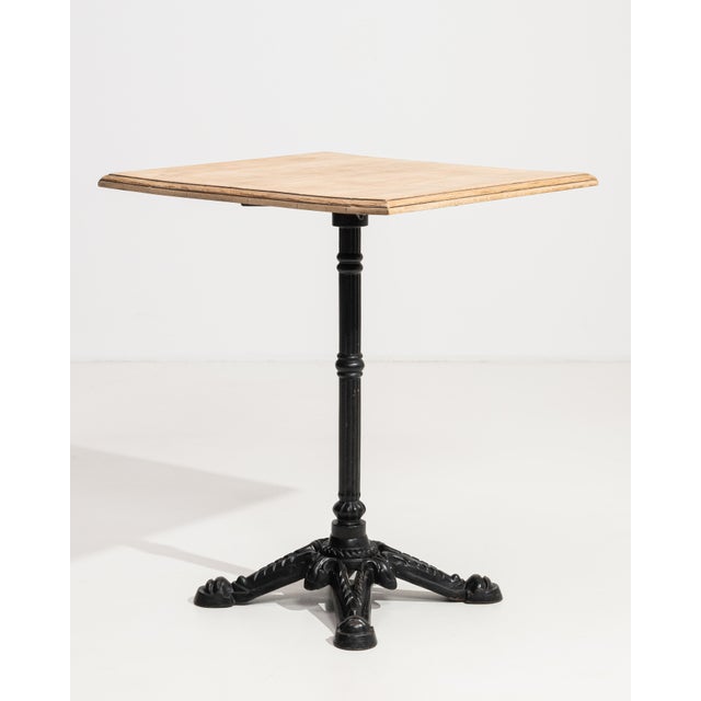 French Cast Iron Bistro Table with Oak Top, Antique, France, 20th Century For Sale - Image 3 of 11