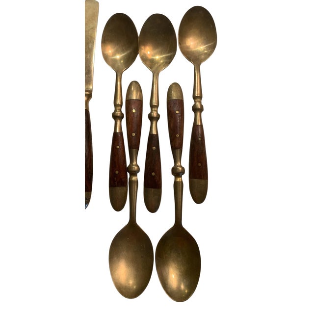1980s Lord Nelson Marco Polo Bronze and Rosewood Flatware - 50 pcs For Sale - Image 12 of 12