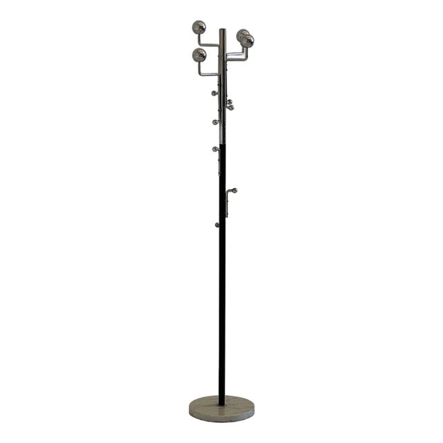 Space Age Coat Stand in Metal and Marble, 1970 For Sale