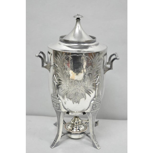 Antique Victorian Silver Plated Floral Engraved Coffee Samovar by Lucius Hart For Sale - Image 16 of 18