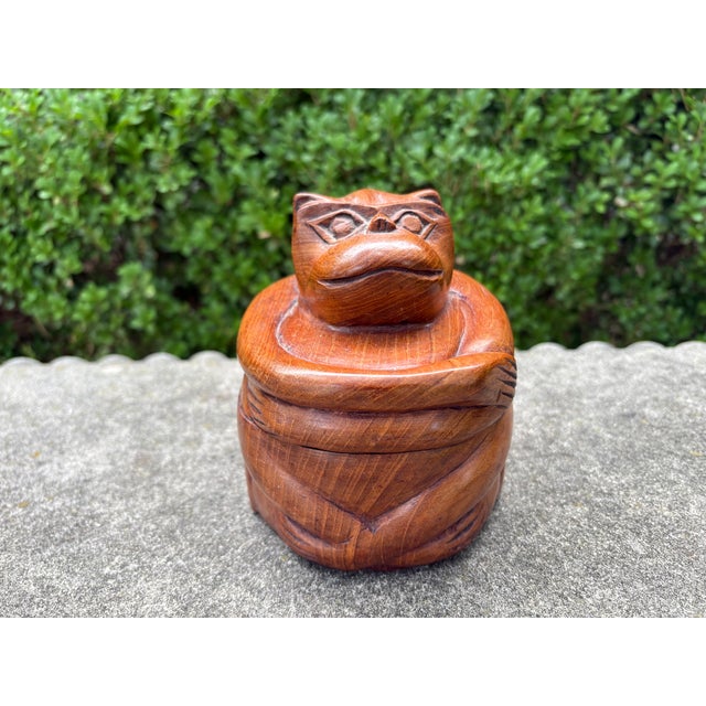 Brutalist 1930's Carved Monkey Box For Sale - Image 3 of 9