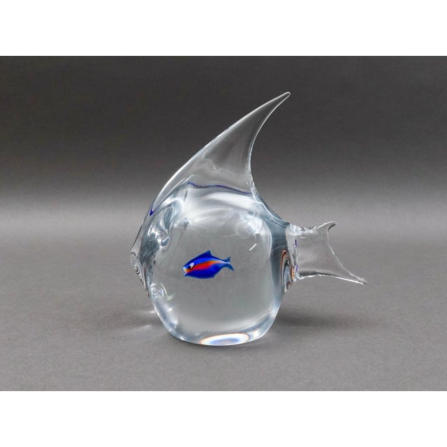 Elio Raffaeli Signed Oggetti Murano Italy Fish Aquarium Art Glass Sculpture Measures approximately 6 1/2" long, 3 1/4"...