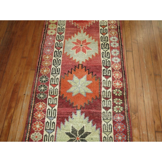 Textile Zabihi Collection Geometric Turkish Anatolian Runner For Sale - Image 7 of 8