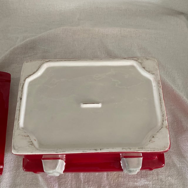 Ceramic Red and White Snap-on Tools Ceramic Cookie Jar For Sale - Image 7 of 10