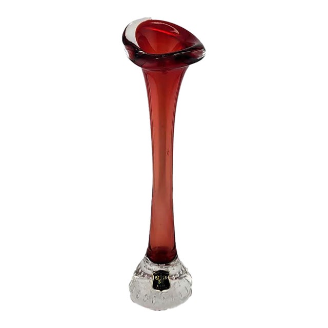 Mid-Century Swedish Art Glass Bud Vase - Royal Crown E & R Sweden For Sale