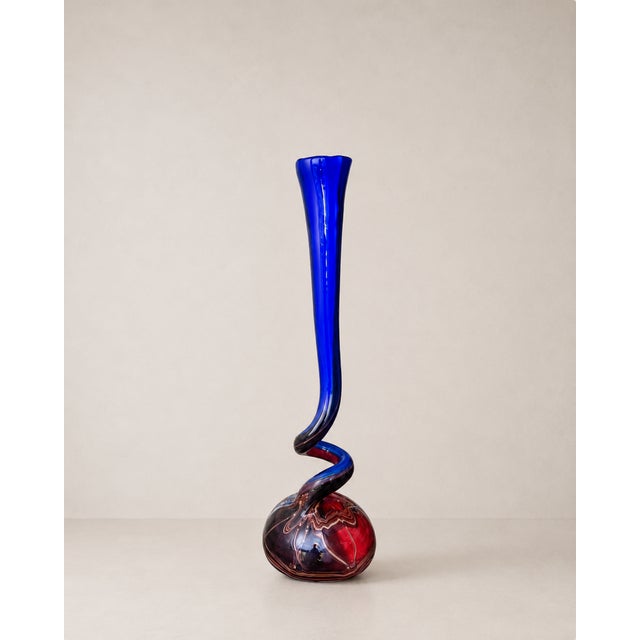 This remarkable modernist sculpture 63.7 cm tall represents a magnificent example of contemporary Italian glass art...