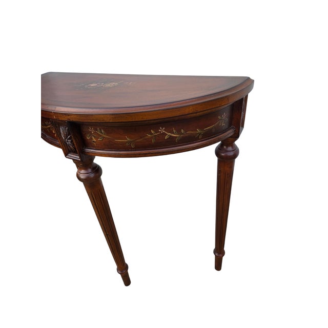 1990s 1990s Ethan Allen Tuscany Demilune Console Hall Table Server Neo Classical End Table For Sale - Image 5 of 18