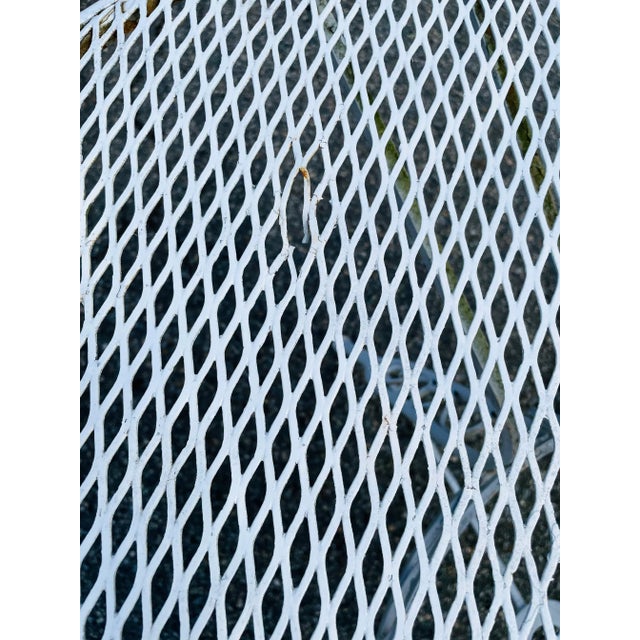 White Vintage Mid Century Modern Iron Mesh Patio Table For Sale - Image 8 of 12