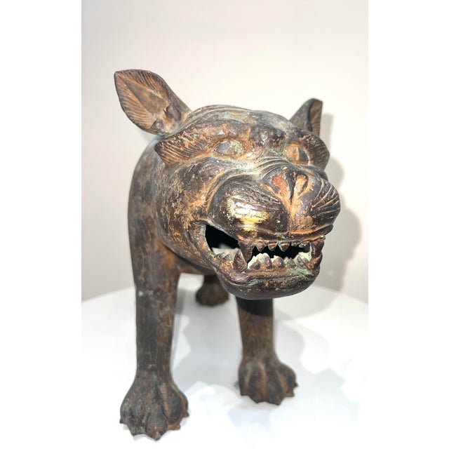 Up for sale is this wonderful antique cat sculpture. It is done in bronze and is quite heavy. It measures 29” long. It...