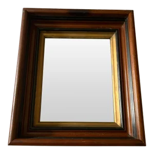 Antique Mahogany Shadow Box Frame With Mirror