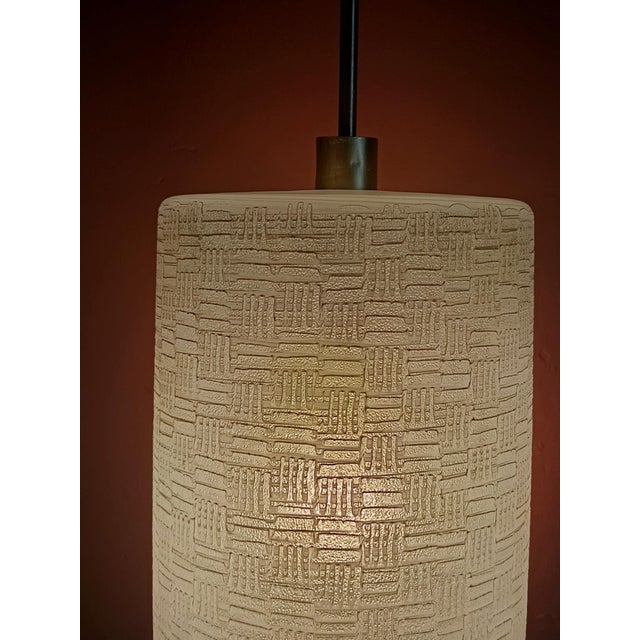 1950s Large Vintage Glass Cylinder Pendant Light, 1950s For Sale - Image 5 of 12