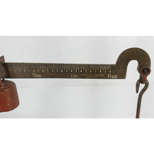 Early 20th Century Decorative Rustic Red and Gold Painted Fishtail Scale For Sale In New York - Image 6 of 12