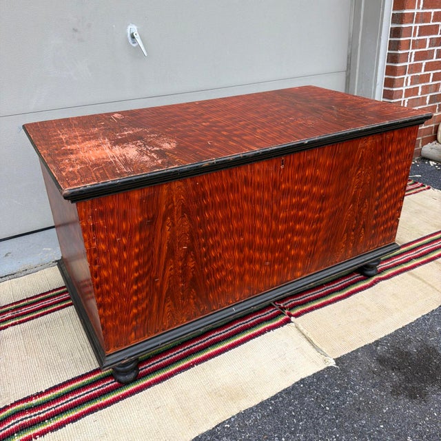 Antique Manheim, Lancaster County, PA Flame Paint Decorated Blanket Chest 19th Century An exceptional mid-19th-century...