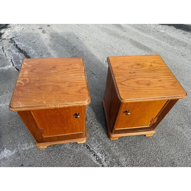 Wood Vintage Art Deco Danish Nightstands, 1954, Set of 2 For Sale - Image 7 of 8