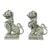 Pair of Vintage Asian Foo Dog Guardian Lion Stone Temple Statues – Weathered Green Finish For Sale