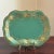 Early-20th Century Hand-Painted Teal & Gold Tole Serving Tray For Sale - Image 4 of 17