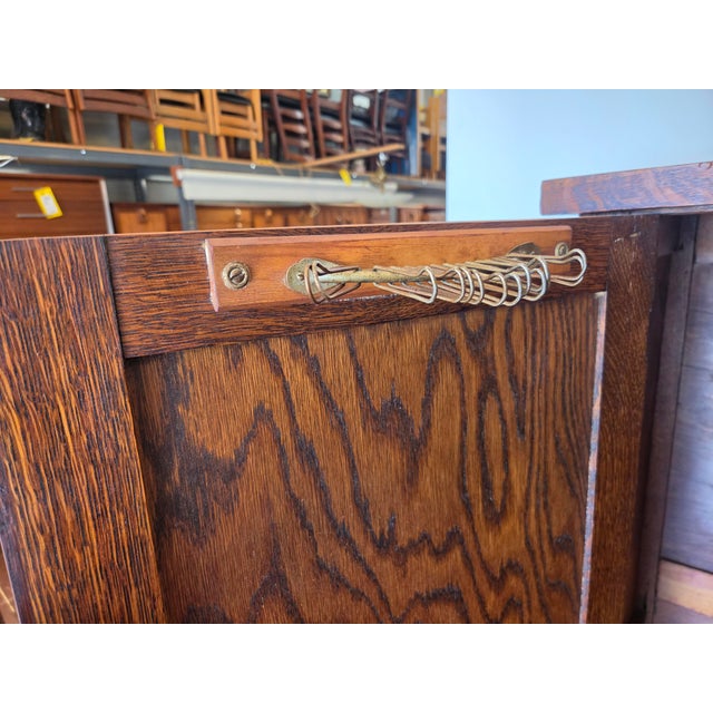 Wood Mission Arts & Crafts Chifferobe Dresser Armoire Combo For Sale - Image 7 of 10