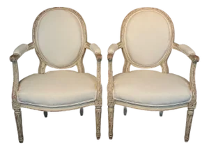 French Louis XV Armchairs or Fauteuils - A Pair