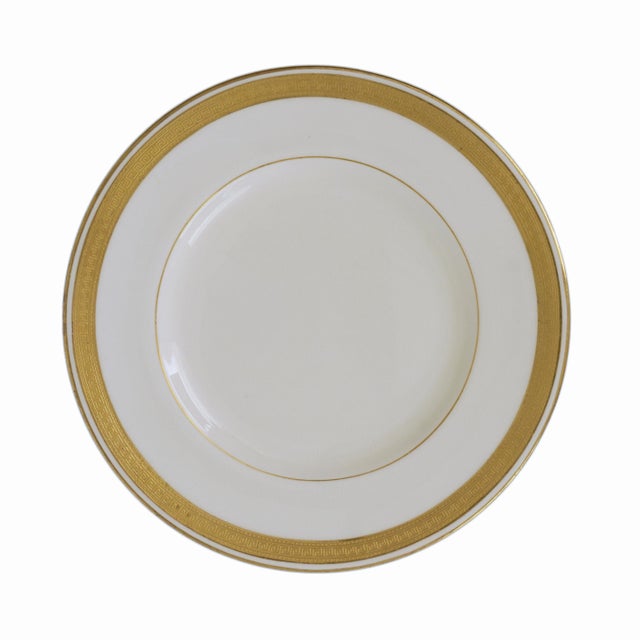 Metal Early 20th Century Set of 8 Minton Antique Appetizer Plates Cream Porcelain Gold Rim For Sale - Image 7 of 11