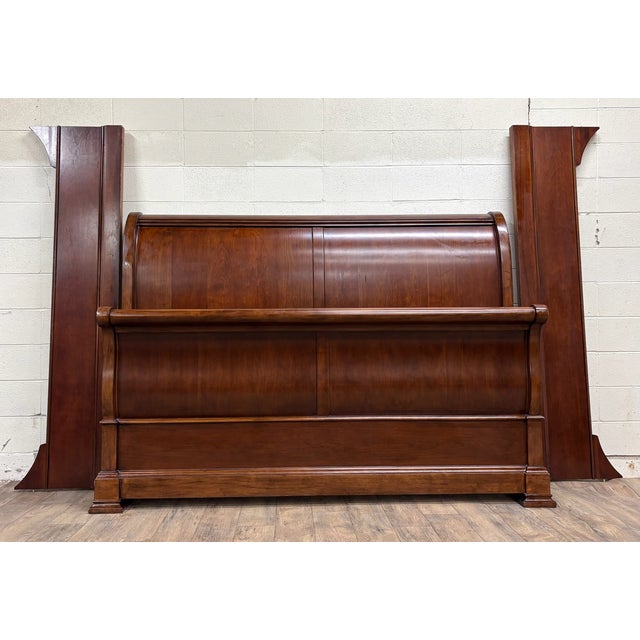 This is a gorgeous vintage Thomasville king sized French Louis Philippe style Sleigh bed, from their King Street...