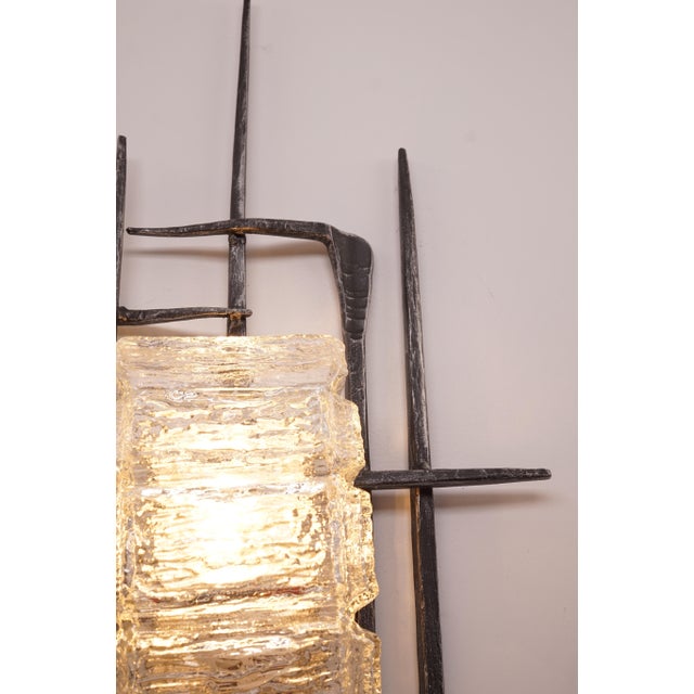 Vintage Brutalist Wrought Iron Wall Lamp, 1960s-1970s For Sale - Image 10 of 13