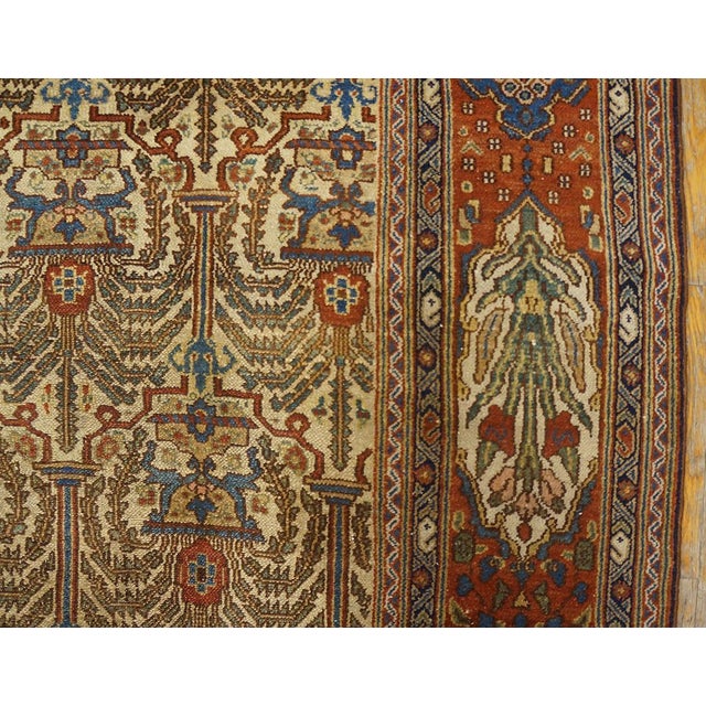 Textile Traditional Ivory Background Color & Red-Rust Border Allover Pattern Antique Persian Bibikabad Galley Rug For Sale - Image 7 of 12