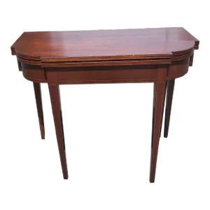1920s Mahogany and Satinwood Inlaid Federal Style Fold-Top Console or Card Table