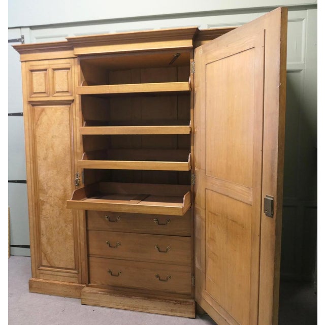 Late 19th Century Large Ash Arts & Crafts Triple Break Front Wardrobe Compactum, 1880 For Sale - Image 5 of 8