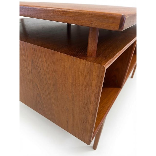 Danish Teak Executive Floating-Top Desk, 1960s For Sale - Image 9 of 17