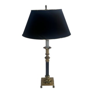 Vintage Decorative Crafts Brass Empire Table Lamp With Brass Shade. For Sale