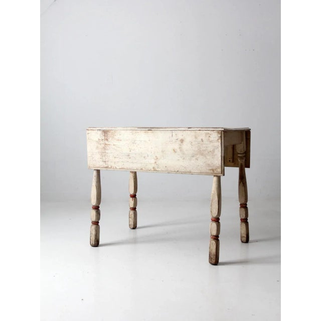 Farmhouse Antique Drop Leaf Kitchen Table For Sale - Image 3 of 12