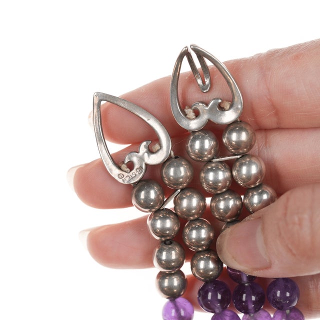 16" Vintage Carol Felley Amethyst and Sterling Southwestern Necklace For Sale - Image 9 of 11