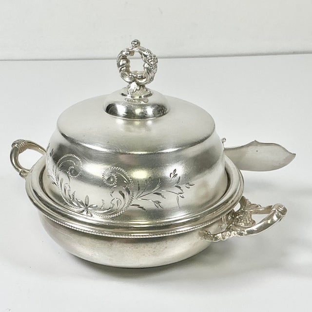 Early 20th C. Antique Hollywood Regency English Style Silverplate Butter Dish & Knife - 4 Piece Set For Sale - Image 10 of 16