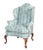 Store Item: Southwood Philadelphia Queen Anne Style Mahogany Wing Blue Damask Fabric Description: Chair feature a high...