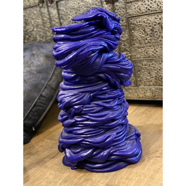 2020s Baroque Style Blue Side Table With Mirrored Top by James Shaw For Sale - Image 5 of 7