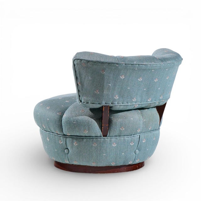 Brown Dunbar Style Mid Century Swivel Pouf Lounge Chairs - Pair For Sale - Image 8 of 12