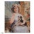 Oil on canvas depicting a seated young girl holding a small dog. The figure is shown in an interior setting beside a...